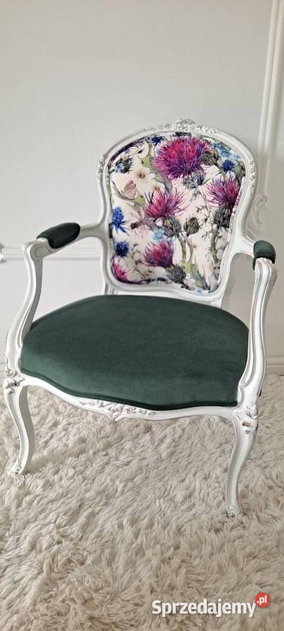 Stylowy fotel pufa kwiaty Ludwik Ludwikowski Szczecin