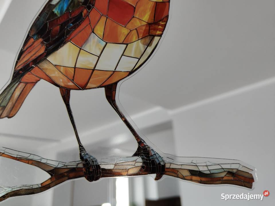 Nowy witraż witrażyk dekoracja okienna ptak Płock