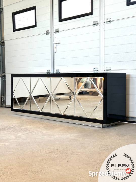 Czarna Komoda Lustrzane romby Glamour mazowieckie Warszawa