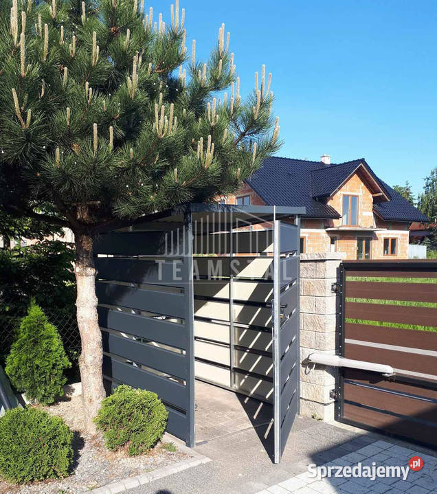 Wiata śmietnikowa spad tył 1x15m antracyt Kłodzko