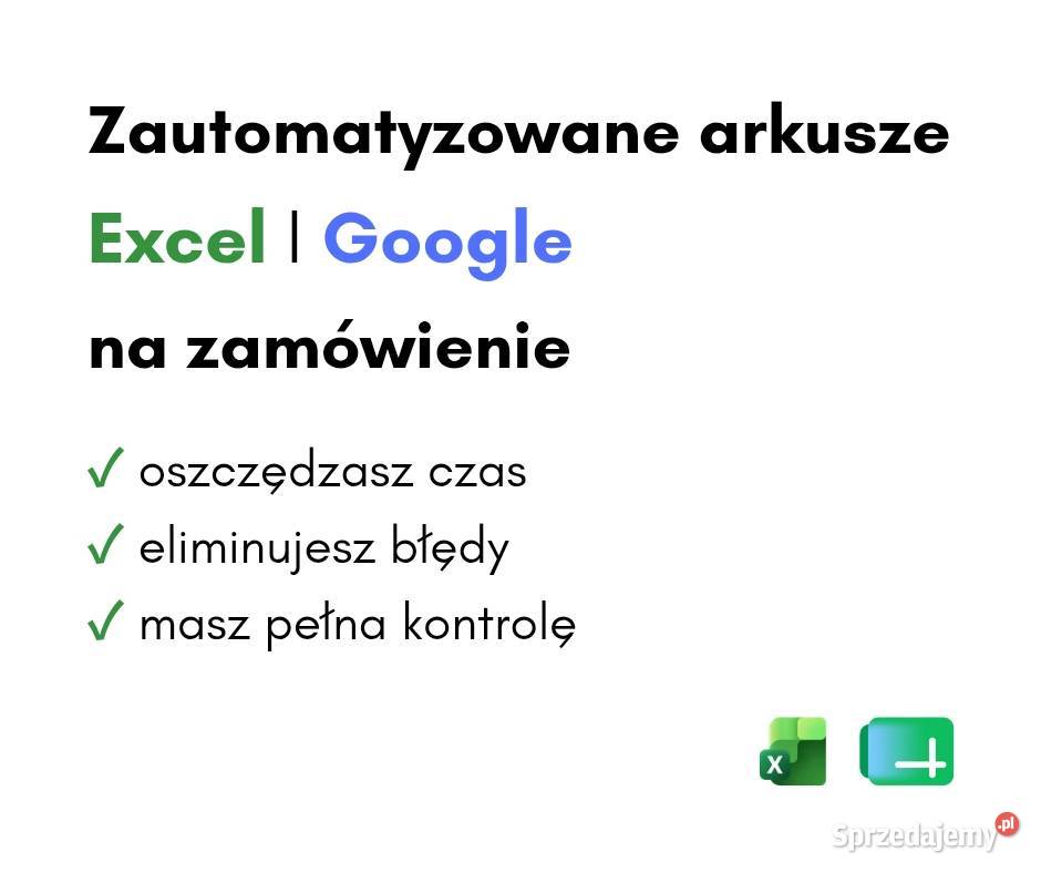 Zautomatyzowane arkusze Excel i Google Sheets na Usługi informatyczne Kraków