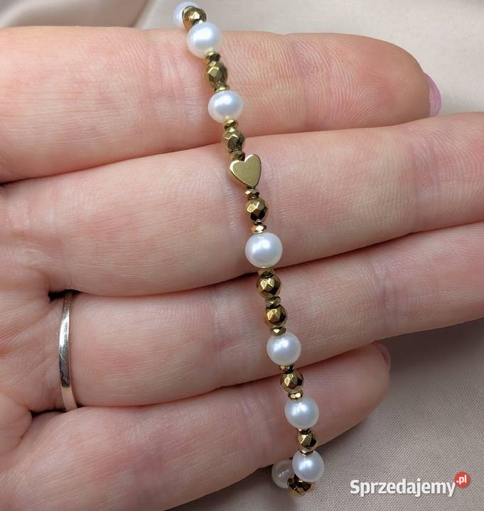 Bransoletka różaniec kamienie perły naturalne