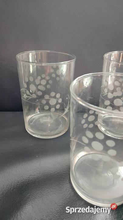 Szklanki Prl szkło rżnięte Nakło nad Notecią