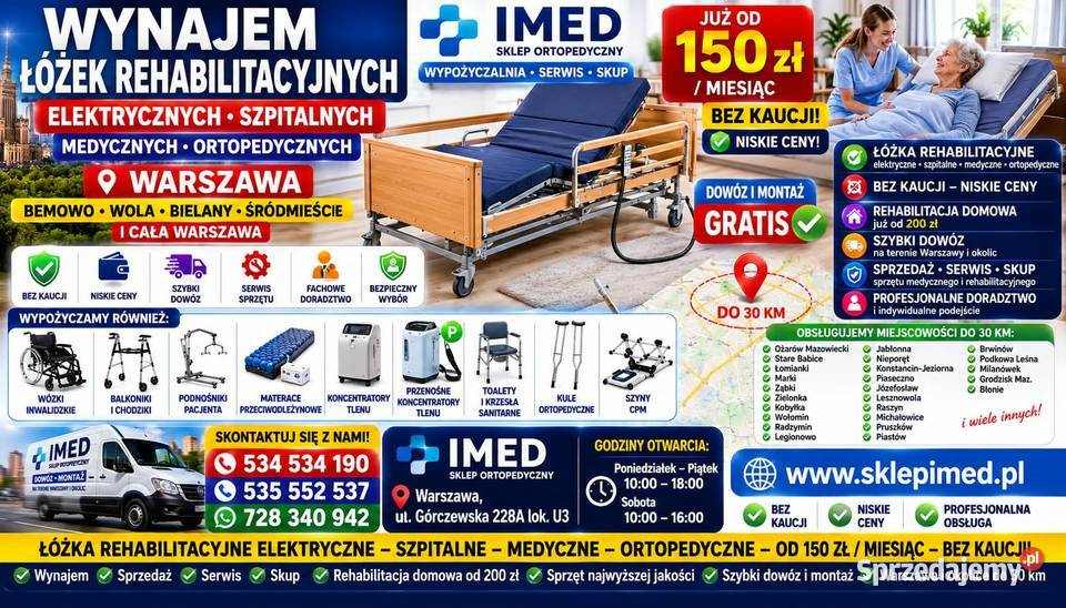 lektryczne łóżko rehabilitacyjne wynajem mazowieckie