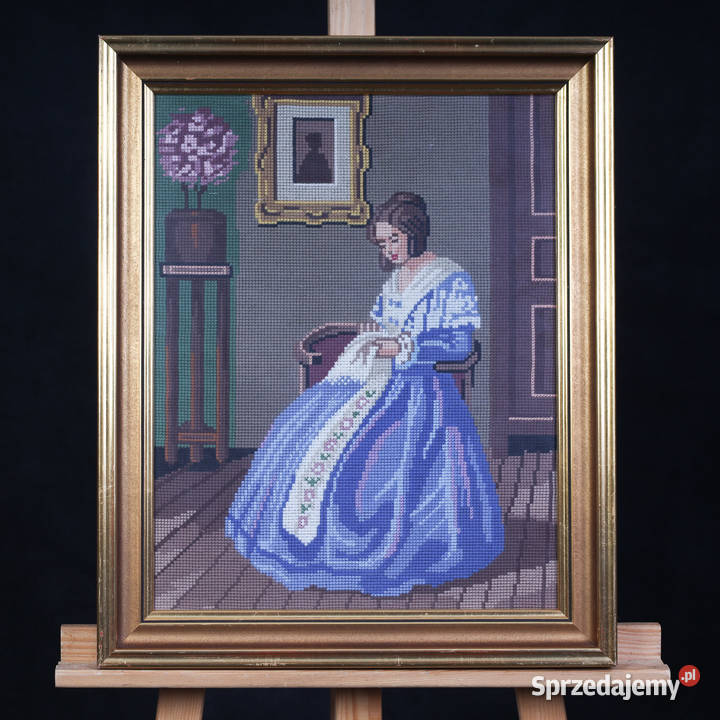 ARTexpert Obraz Haftowany Krzyżykiem Kobieta w Dobrzany