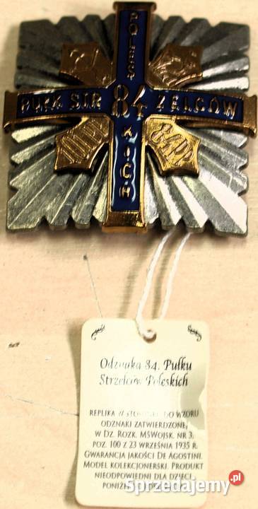 Odznaka 84 Pułk Strzelców Poleskich II RP Warszawa sprzedam