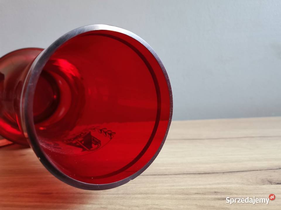 Stary czerwony wazon okolicznościowy PRL Porcelana i szkło śląskie Katowice