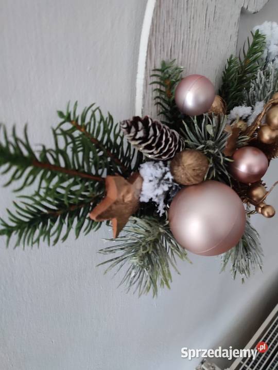 Stroik świąteczny ścienny renifer wianek jeleń biały