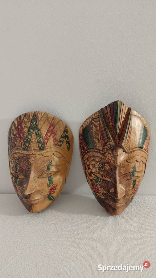 Drewniane maski z Bali małopolskie Krzykawa