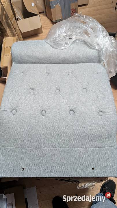 Fotel bujany z podnóżkiem jasnoszary nowy w