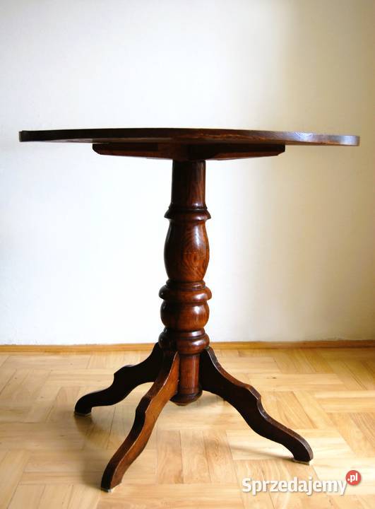 Przedwojenny stolik drewniany kawowy na jednej