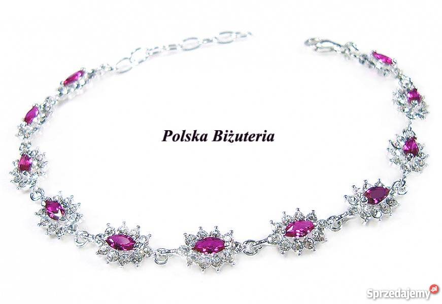 PRZEPIĘKNY SREBRNY KOMPLET Z RUBINAMI NA PREZENT Białystok