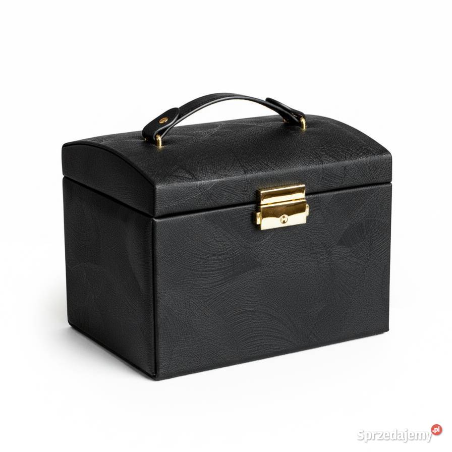 Szkatułka na biżuterię czarna z zamkiem Warszawa