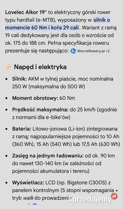 Sprzedam rower elektryczny firmy Lovelec Rybnik