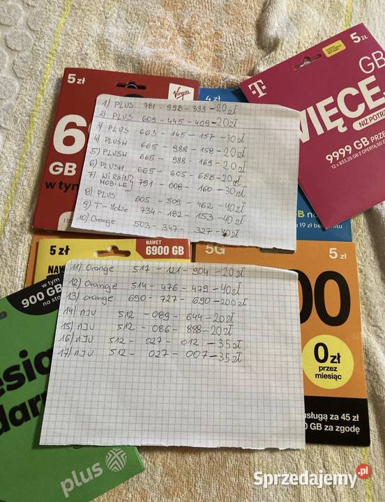 Zlote numery kart sim z różnych sieci Warszawa
