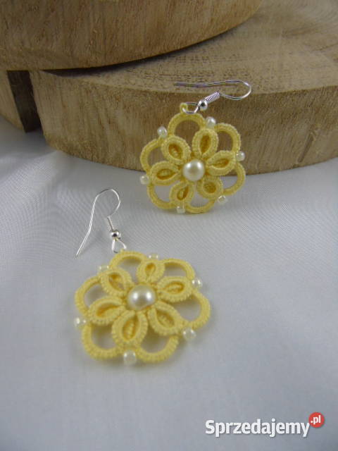 Kolczyki frywolitkowe różne wzory i kolory Wiśniowa