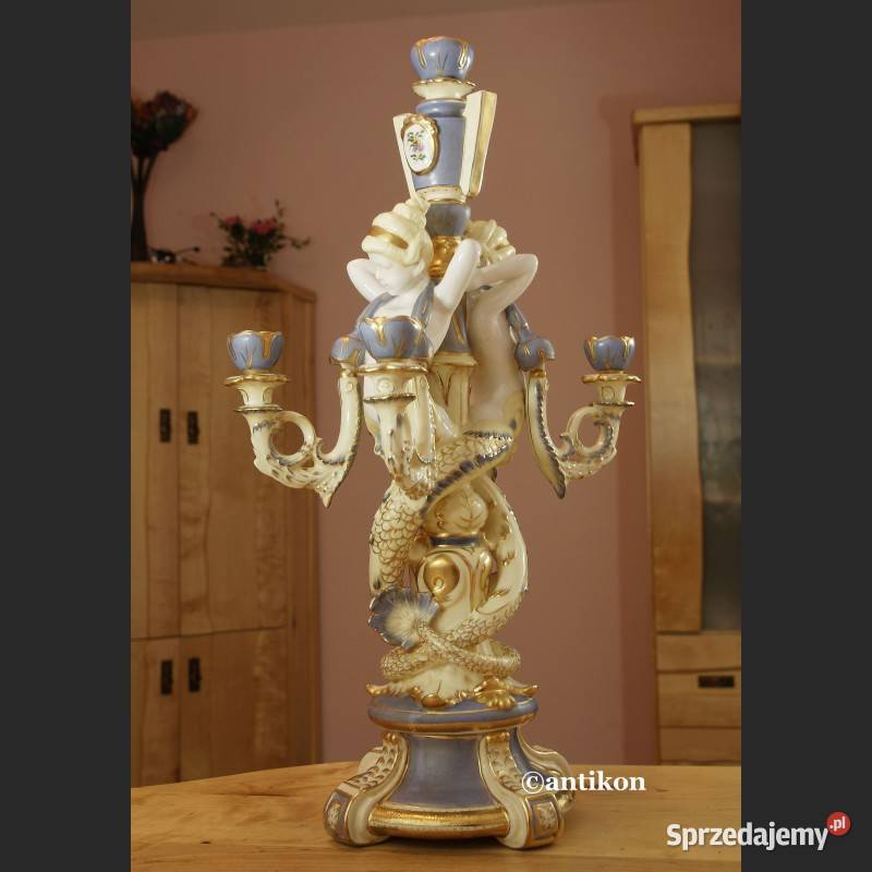 Świecznik gigant pałacowy z porcelany Gdańsk