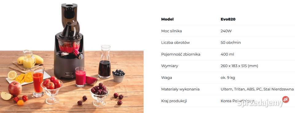 Kuvings Evo820 plus Evo 820 wyciskarka sprzedam