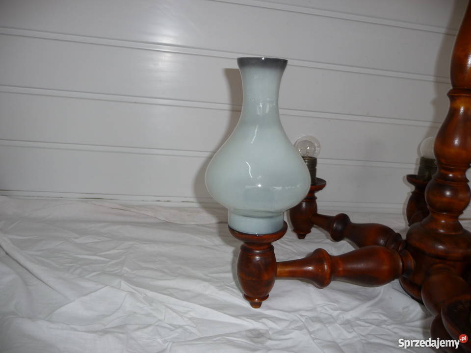 Żyrandol drewniany toczony ręcznie odcienie brązowego Skoczów sprzedam