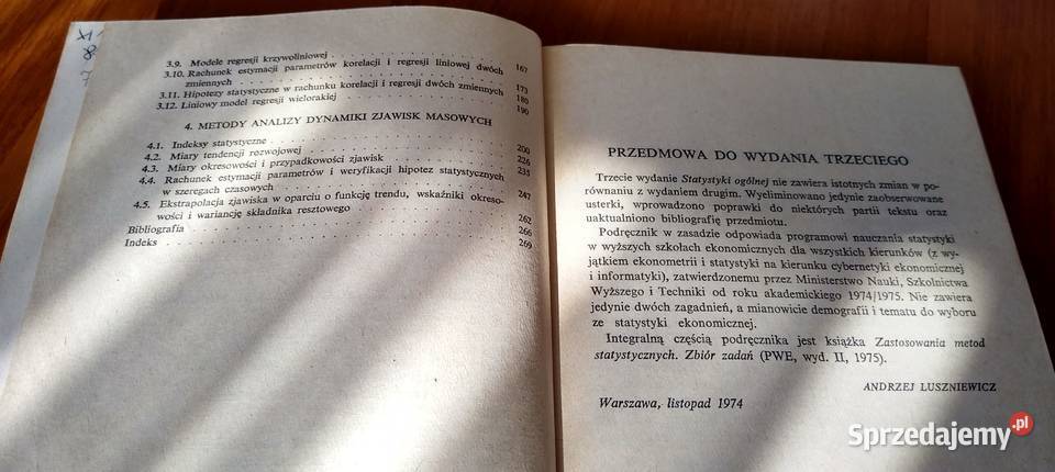 Statystyka ogólna Andrzej Luszniewicz wyd 3 1977 Rok wydania 1977 Gdańsk