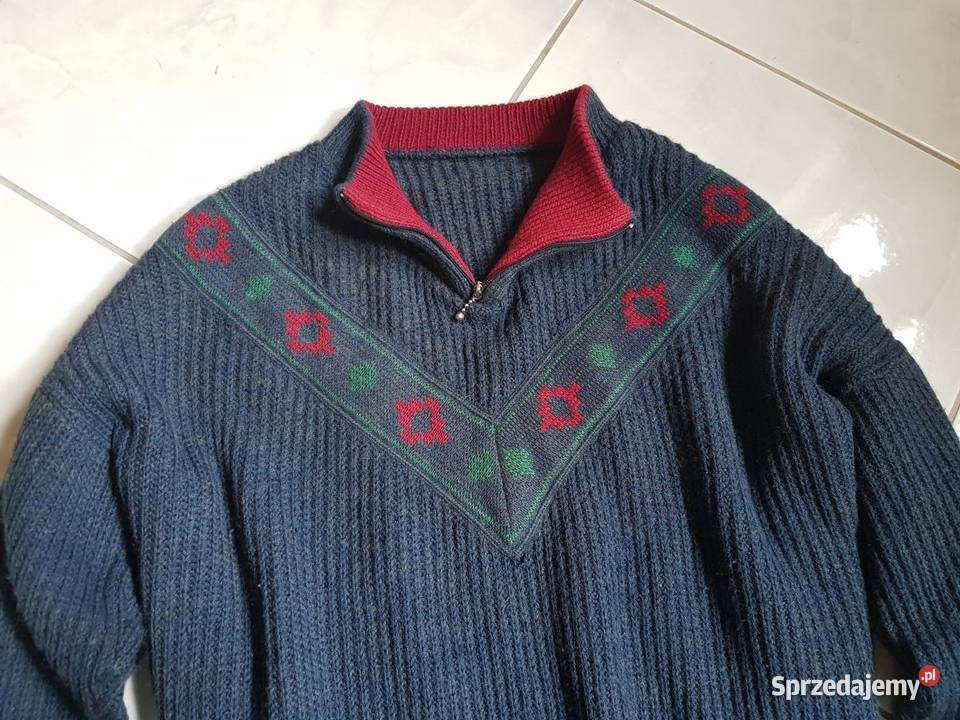 sweter rozsuwany golf vintage wełniany melanż Swetry i golfy