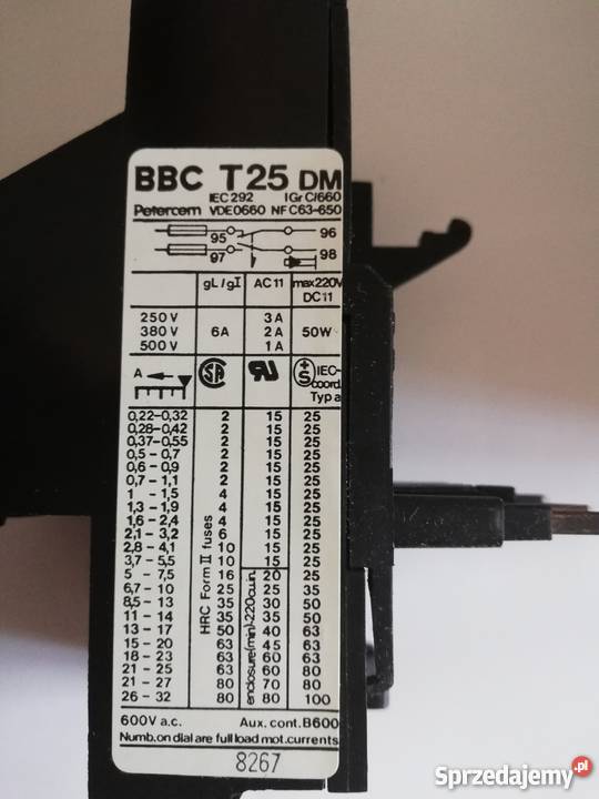 przekaźnik termiczny BBC T25 DM Elektryka i akcesoria śląskie Dąbrowa Górnicza