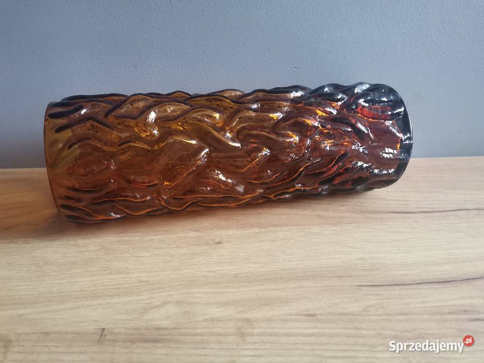 Stary duży wazon Pieniek szkło miodowe PRL huta Porcelana i szkło Katowice