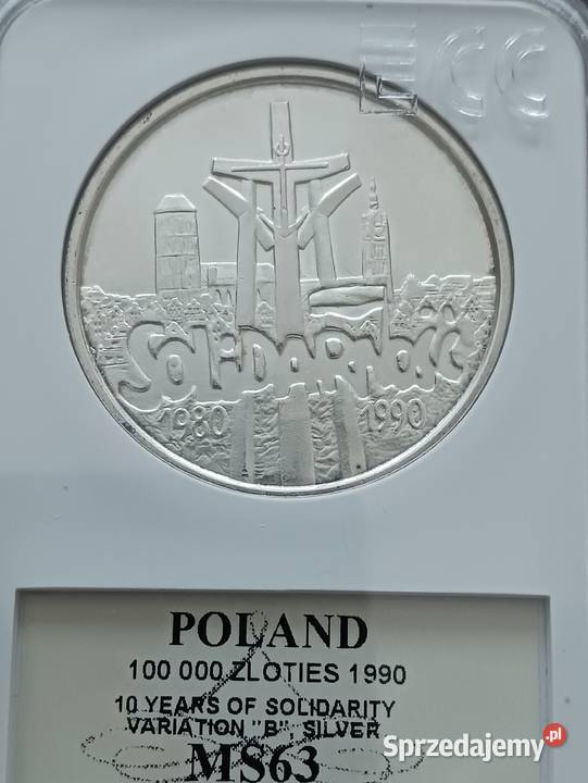 100 000 Solidarność 1990 r Typ B 4 GCN MS 63 Konin