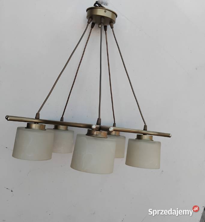 Lampa żyrandol na 5 żarówek złoty kształt wielkopolskie Wolsztyn