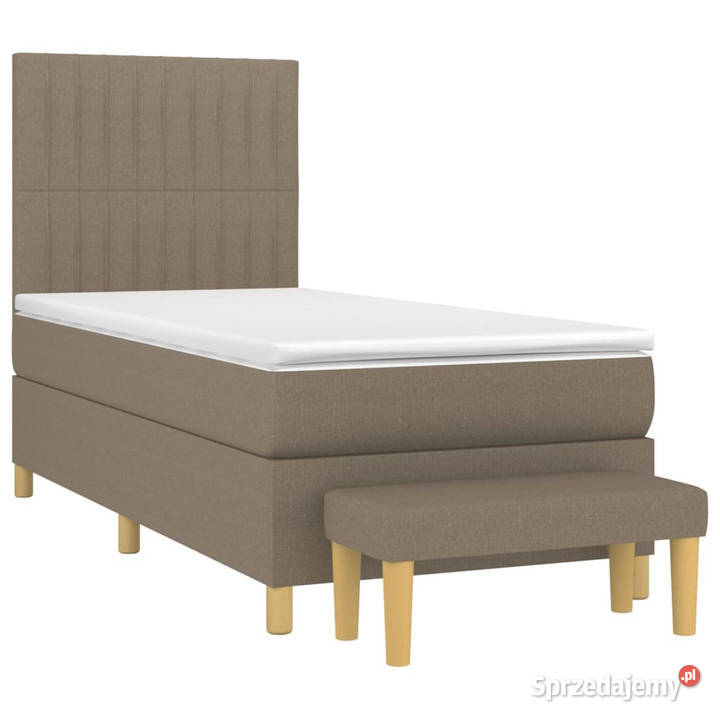 Łóżko kontynentalne z materacem taupe tkanina 203cm sprzedam
