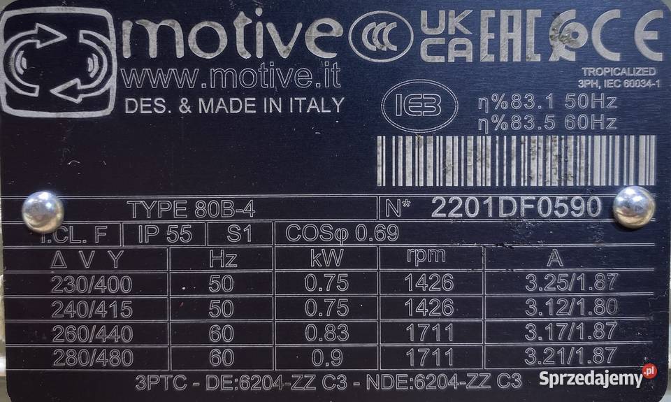 silnik elektryczny 075kW 1426obr 3fazowy IE3