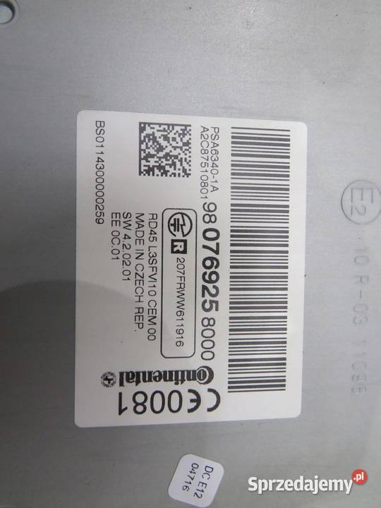 RADIO CD CZYTNIK TUNER PEUGEOT 308 T9 9807692580 lubelskie sprzedam