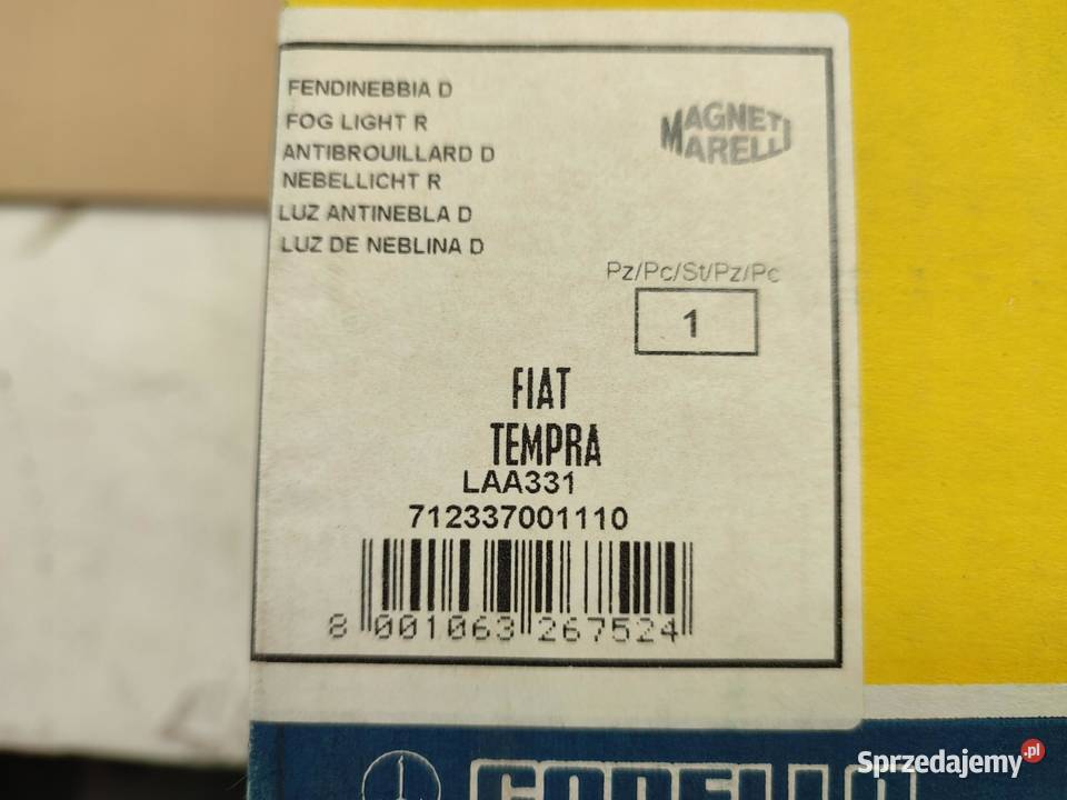 LAMPA HALOGEN PRAWY FIAT TEMPRA 159 19901998