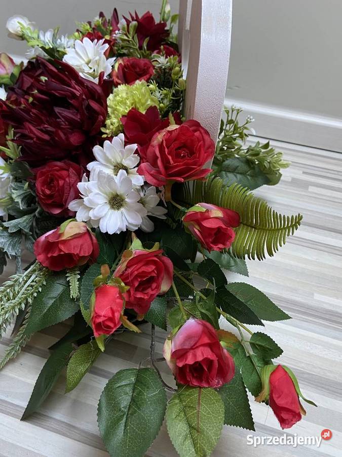 Kompozycja kwiaty sztuczne cmentarz stroik grób