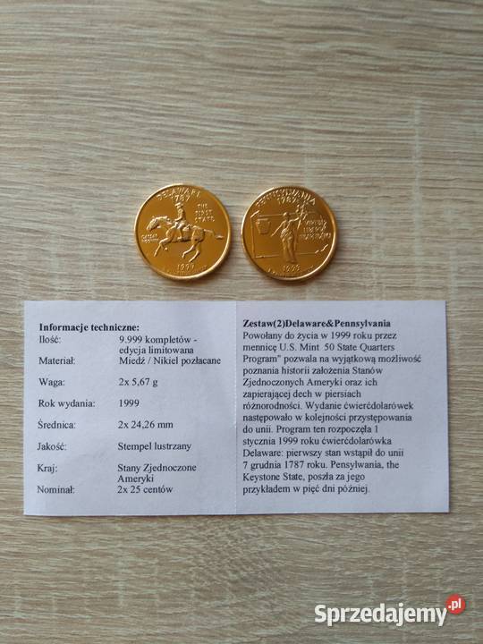 26 Słynne dwie ćwierćdolarówki USA Chrząstawa Mała