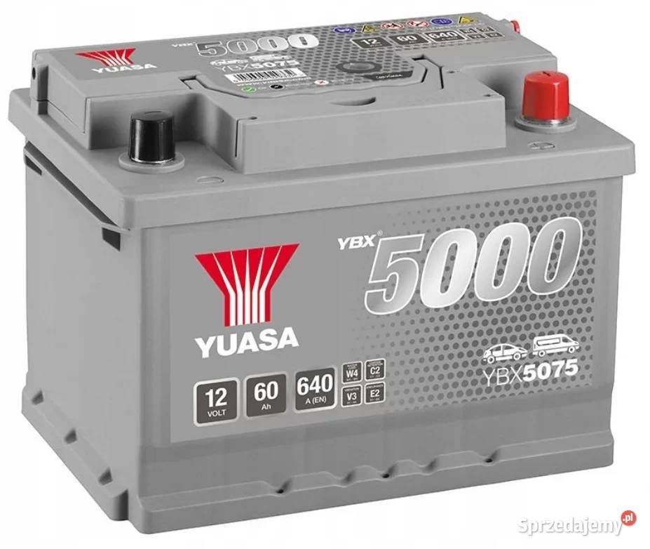 Akumulator 60Ah 640A Yuasa YBX5075 Silver Prawy Łódź