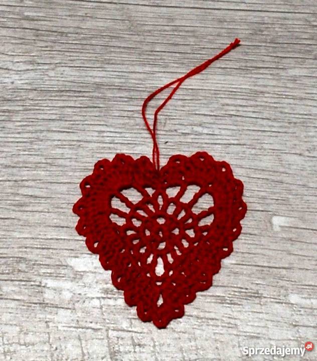Zawieszka ozdoba szydełkowa na choinkę serduszko