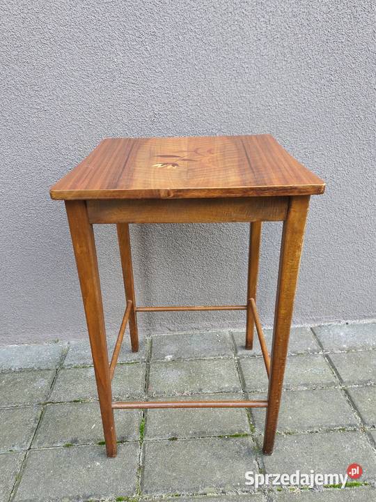 Stary stolik podręczny mały intarsjowany drewno Tczew