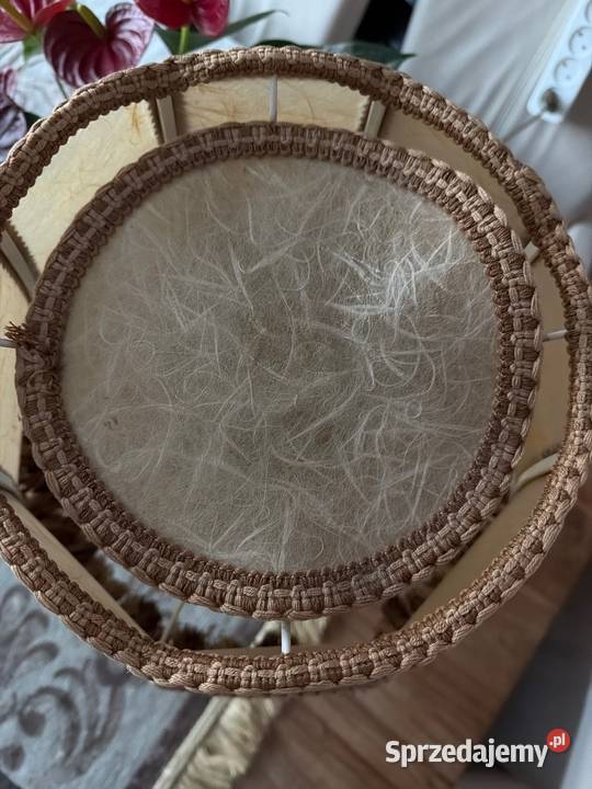 przepiękna mosiężna lampa lampka skórzany abażur Bystrzyca Kłodzka sprzedam