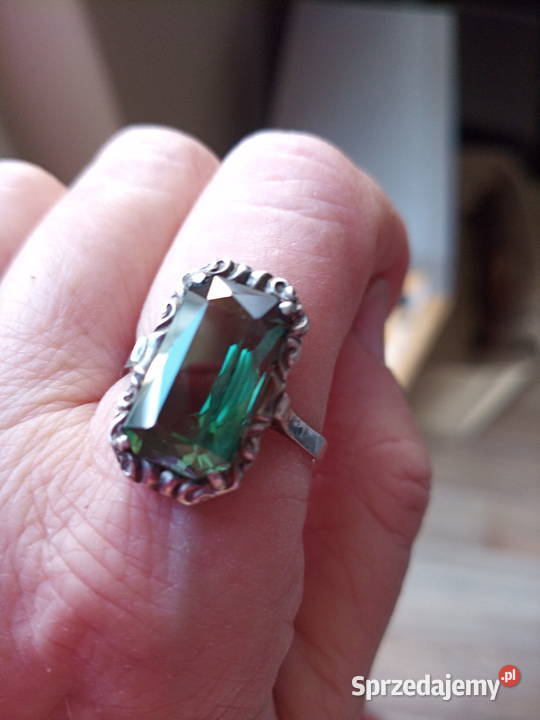 Niezapominajki z turkusem srebrny pierscionek Nowy Sącz