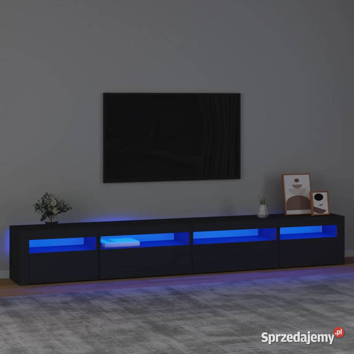 Szafka pod TV z oświetleniem LED czarna Warszawa