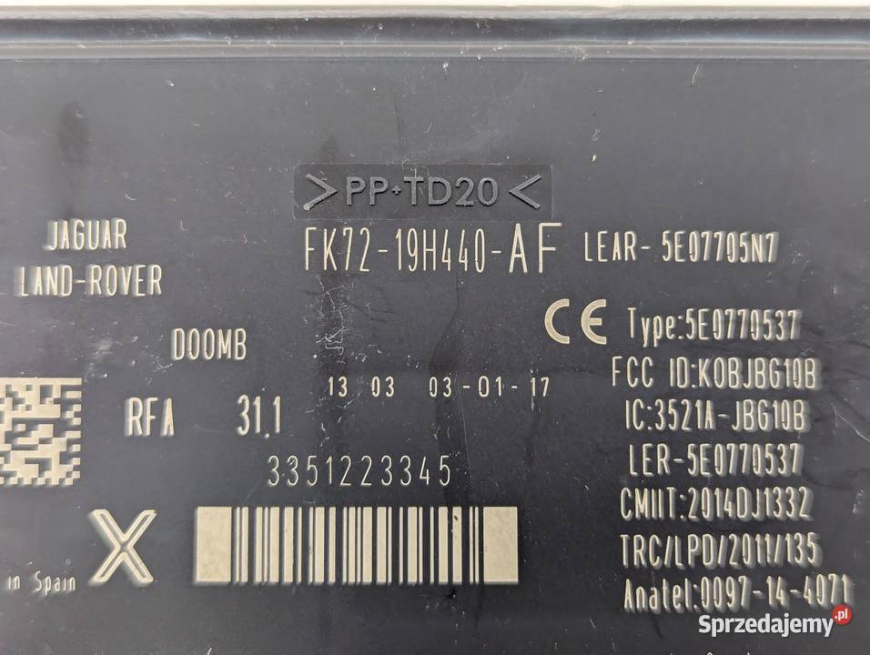 MODUŁ STEROWNIK KEYLESS JAGUAR FPACE podlaskie Białystok