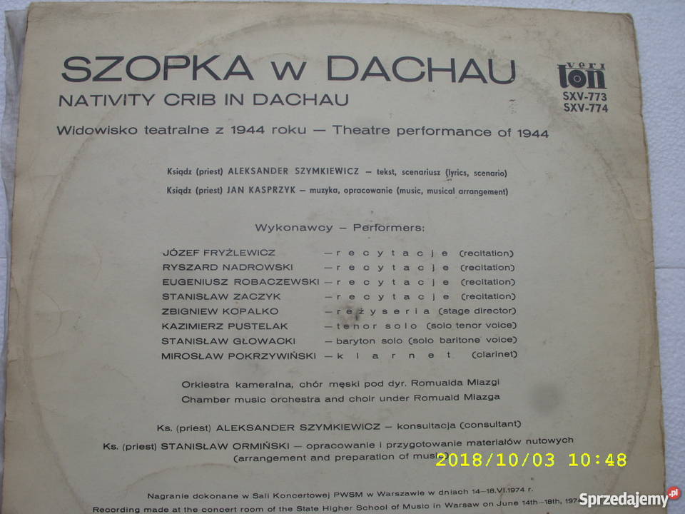 SZOPKA W DACHAUWidowisko teatralne z 1944 r 2LP Płyty i kasety dolnośląskie Wołów sprzedam