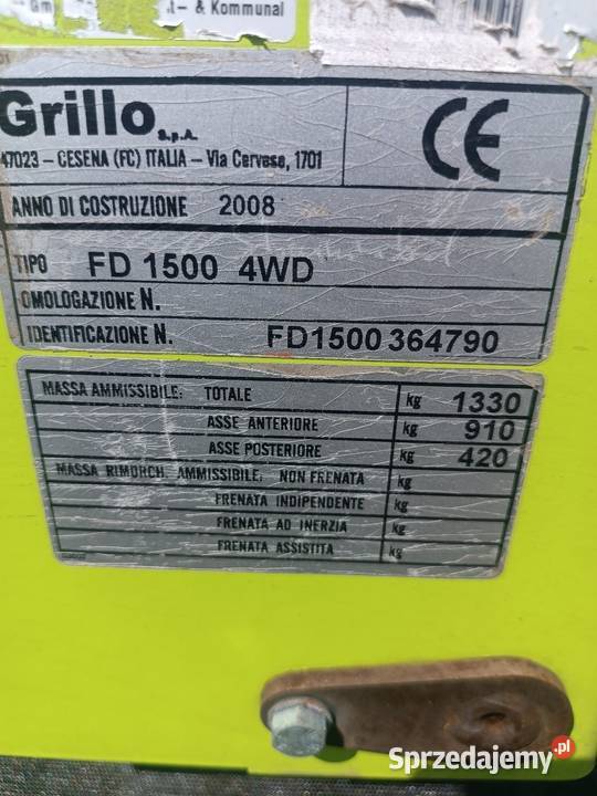 Kosiarka traktorek samojezdna Grillo model FD Błaszki