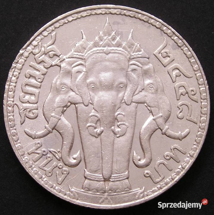 Tajlandia 1 baht 1917 SREBRO Rama VI Łódź