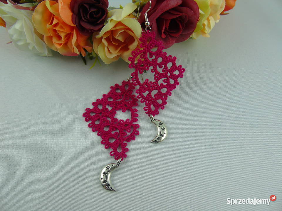 Kolczyki frywolitkowe Wiśniowa