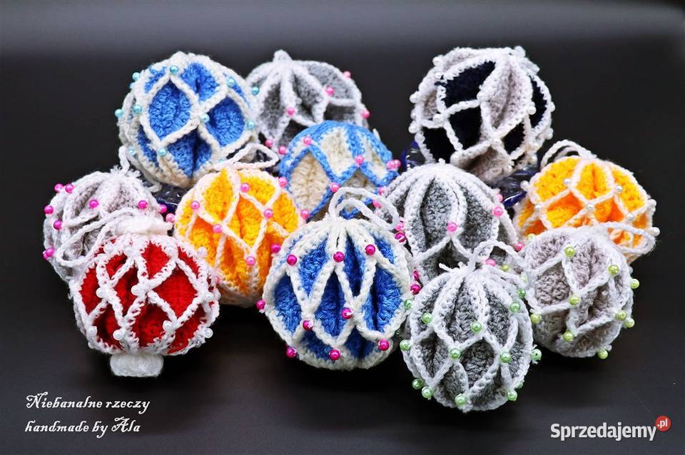 Bombki z włóczki na szydełku bombka Boże Kutno sprzedam