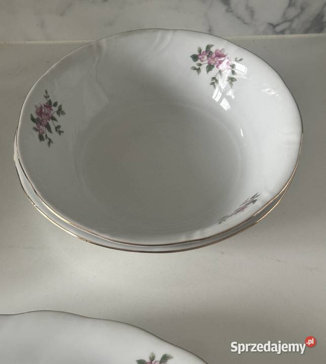 Talerze porcelanowe Lubianaz lat PRLu Łódź