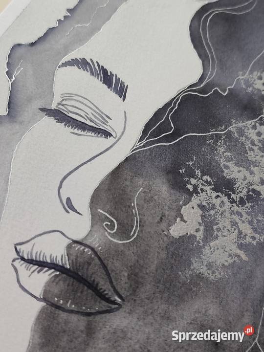 Oryginalna akwarela Srebrny oddech A4 Autentyk