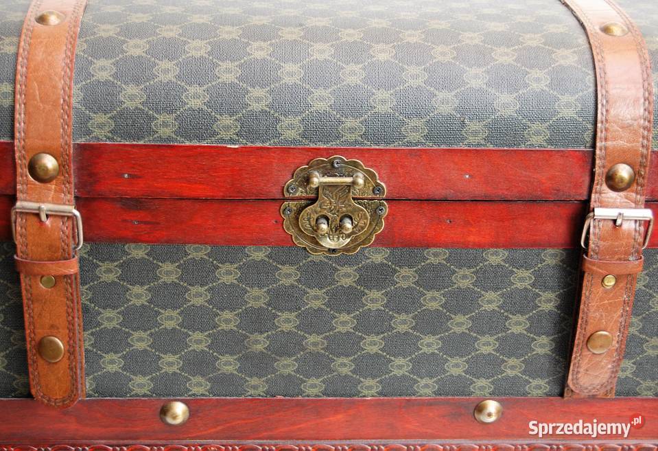Duży kufer skrzynia drewniana vintage kolonialny 26.8cm Lublin
